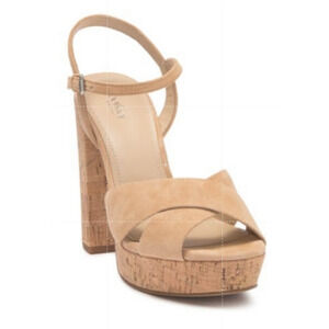 $158 Botkier Plateau Shoes Women's Size 10 Suede Cork Platform Heels Sandals